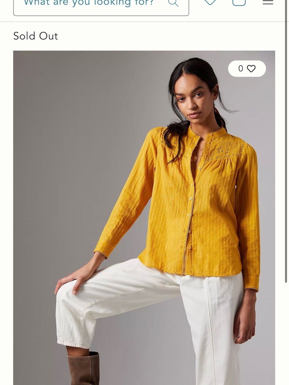 Pilcro by Anthropologie Women's Mustard Yellow Button-Down Blouse